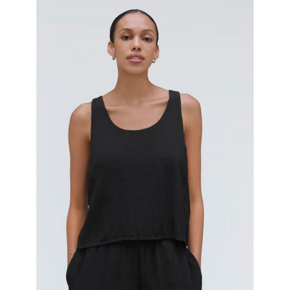 Everlane The Naia Ripple Tank Black Size Small